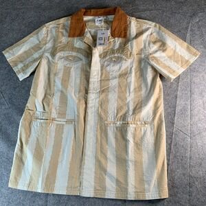 New Puma Kid Super Studios Button Down Shirt Alpine Snow Beige Size S 62951187